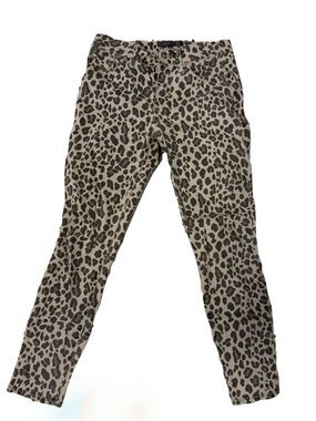 Level 99 Cream and Black Leopard Print Skinny Pants